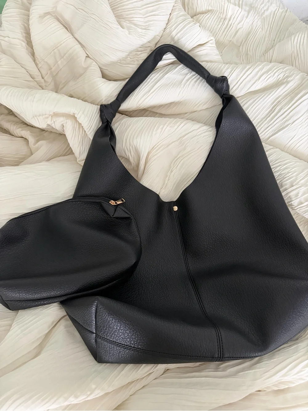 Anthropologie Black Slouchy Hobo with Knotted Strap